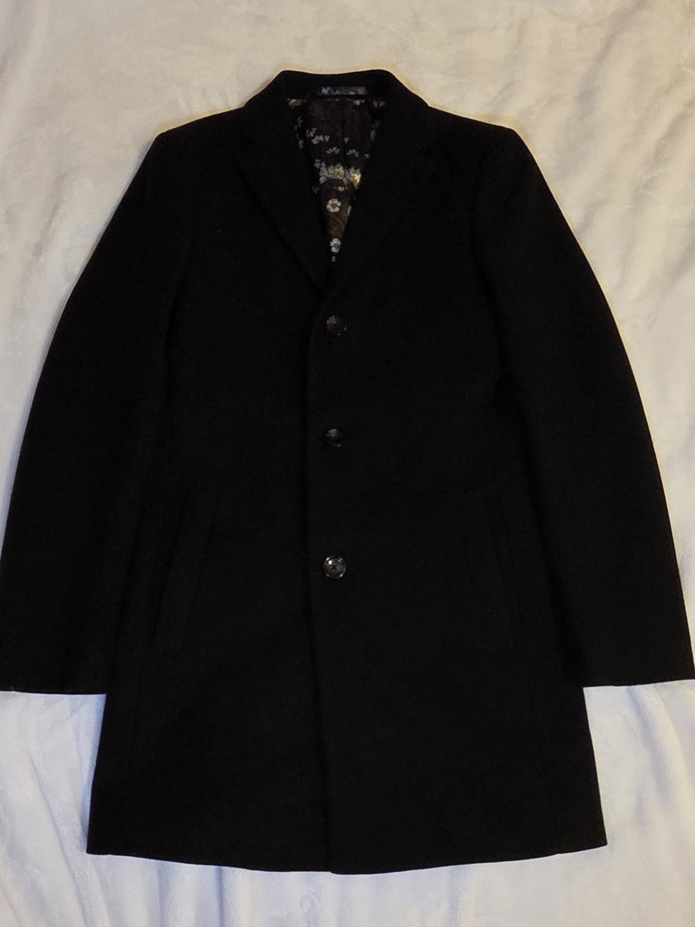 Next Black Men's Single-Breasted Pea Coat